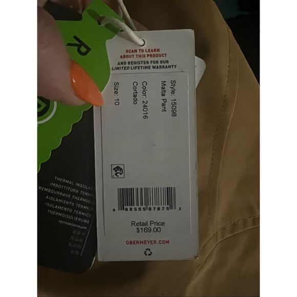 Obermeyer NWT Women's Malta Pant SNOW Outdoor Cold Weather Size 10 - Picture 5 of 5